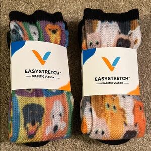 Easy stretch diabetic Viasox,  Sixe L. Dog and cat prints.  NWT